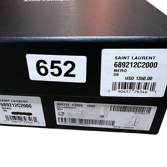 Saint Laurent Silver Monogram Niki Booties In Black Suede NEW EU 39 US 9 - Picture 10 of 10